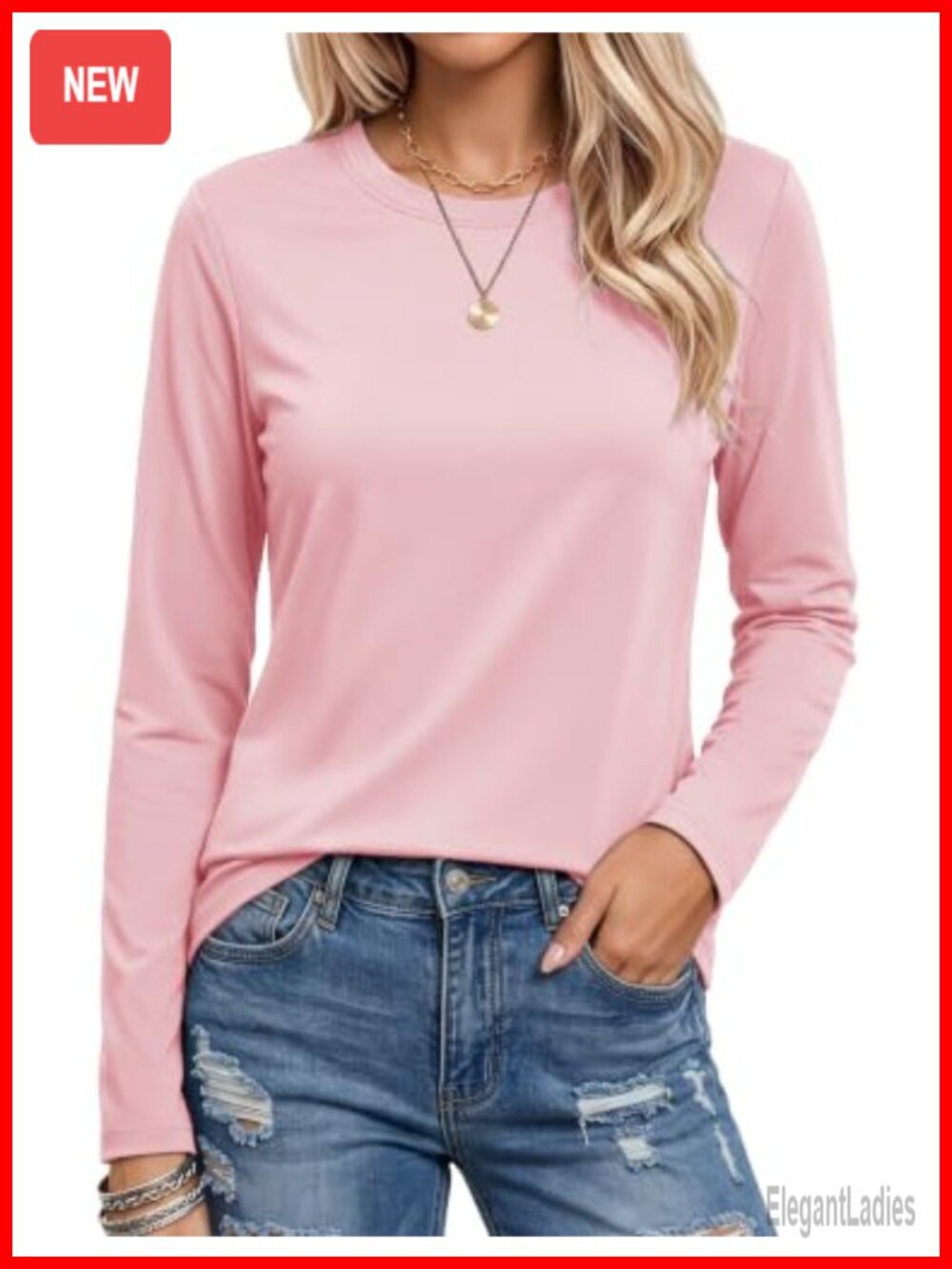 Women's Long Sleeve Cotton Crew Neck T-Shirt Casual Basic Tee